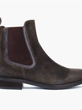 Thursday Boot Company Women's Chelsea Suede Ankle Boots in Dark Olive/brown